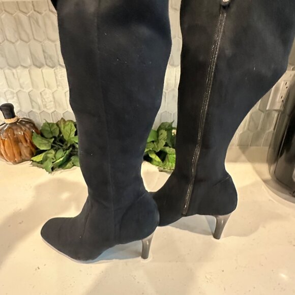 Isaac Mizrahi For Target Womens Black Knee-High Heeled Boots 9.5 Fabric Upper Si - Picture 5 of 11